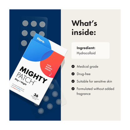 Hero Cosmetics Mighty Pimple Patch Night & Day  For Sensitive Skin  36-Pack