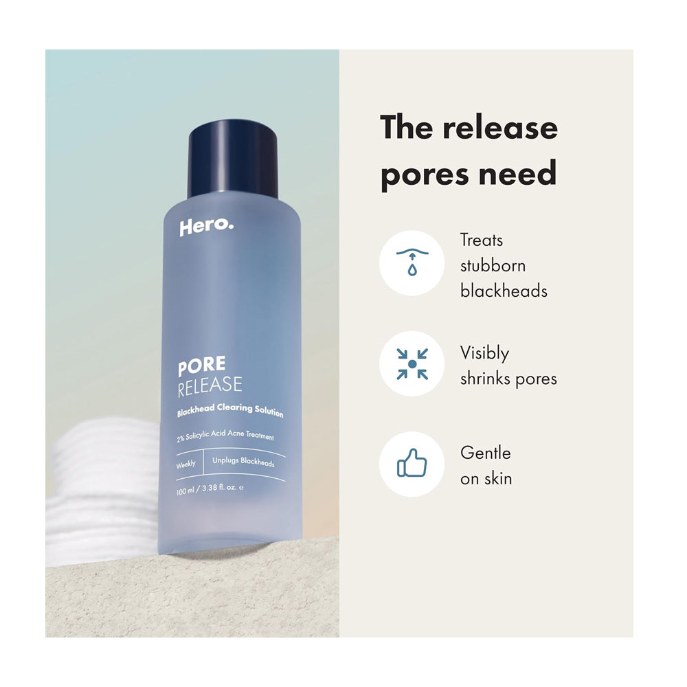 Hero Cosmetics Pore Release Blackhead Clearing Solution  Salicylic Acid  AHA & BHA  For Oily & Sensitive  100ml