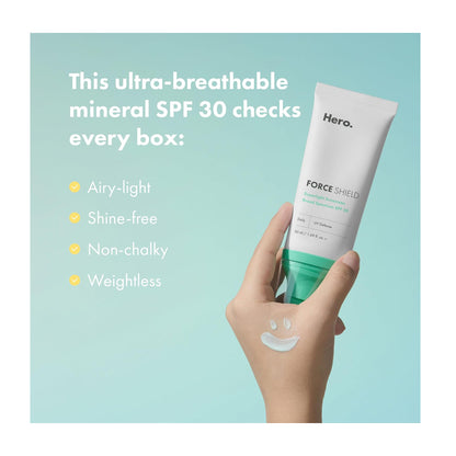 Hero Cosmetics Cosmetics Force Shield Superlight Sunscreen  SPF30  Vitamin E  For Acne-Prone Skin  50ml