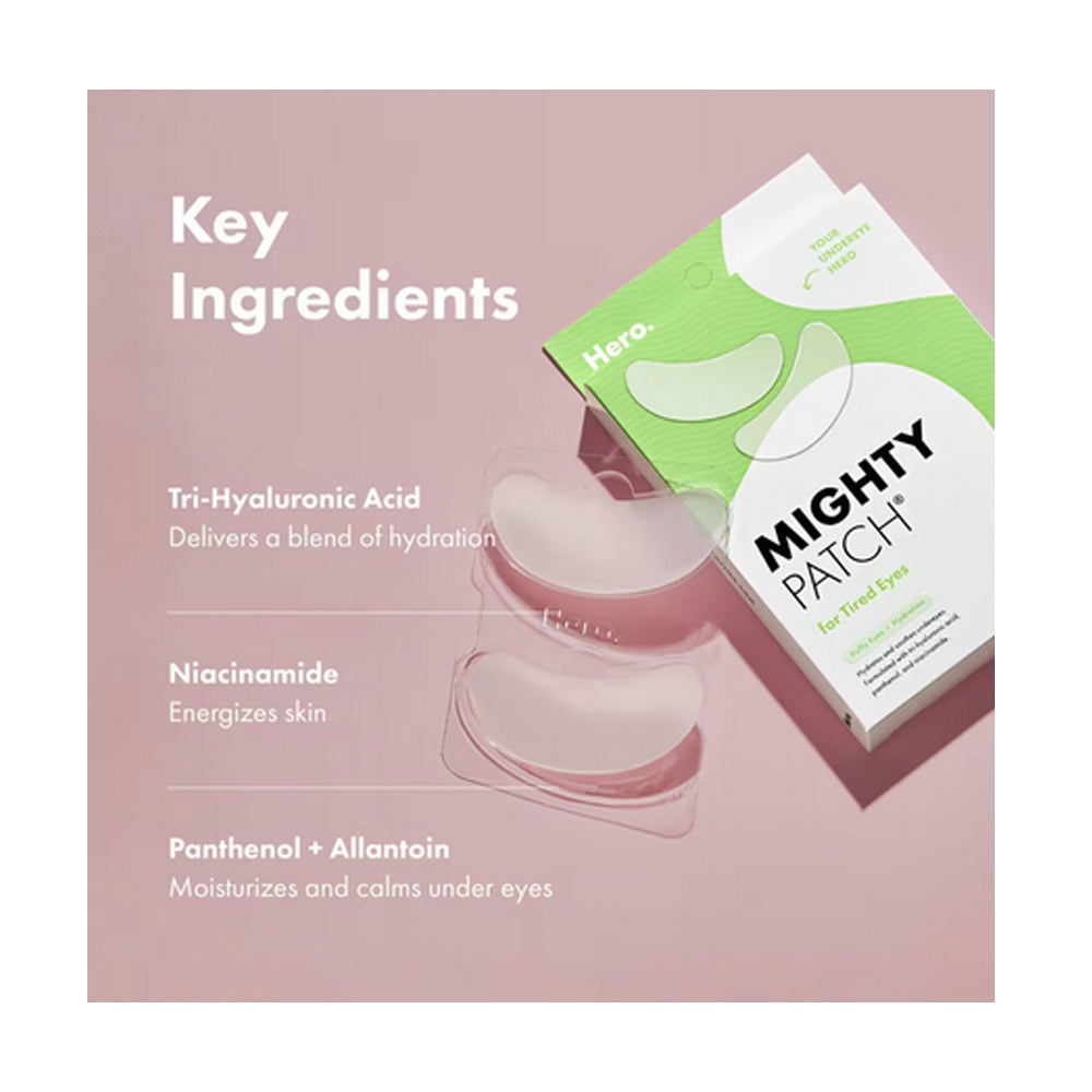 Hero Cosmetics Mighty Eye Patches  Niacinamide  Hyaluronic Acid  For Tired Eyes  6-Pack