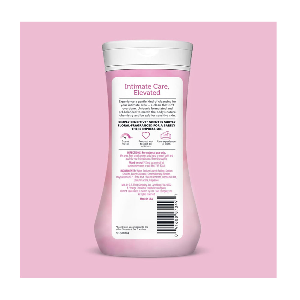 Summer's Eve 7-In-1 Simply Sensitive Feminine Cleansing Wash  Daily Intimate Wash  Dyes & Paraben Free  For Sensitive Skin