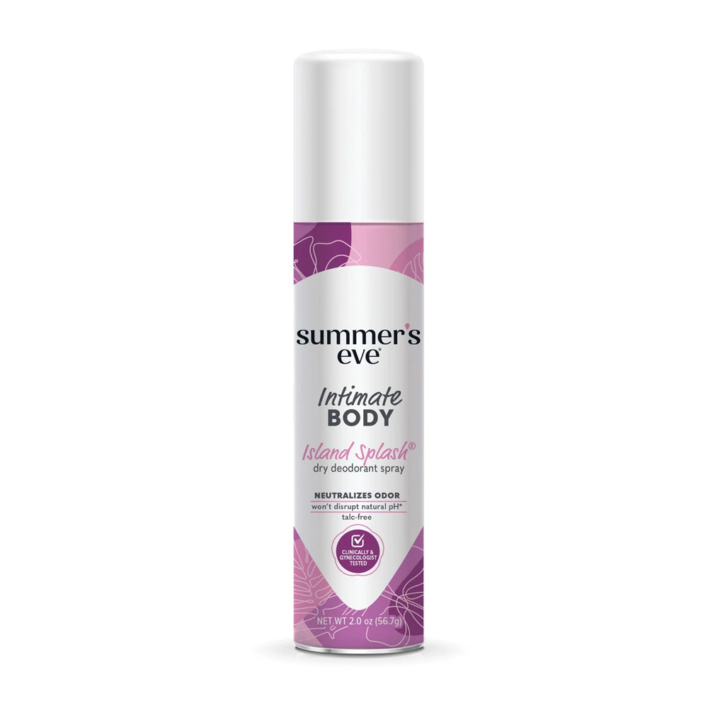 Summer's Eve Island Splash Daily Refreshing Feminine Body Deodorant Spray  Talc-Free  Vitamin E  56.7g