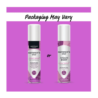 Summer's Eve Island Splash Daily Refreshing Feminine Body Deodorant Spray  Talc-Free  Vitamin E  56.7g
