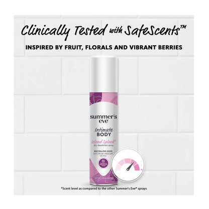 Summer's Eve Island Splash Daily Refreshing Feminine Body Deodorant Spray  Talc-Free  Vitamin E  56.7g