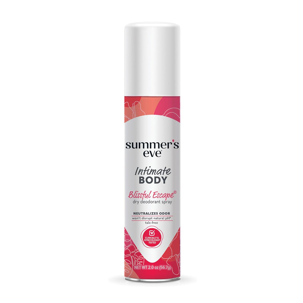Summer's Eve Blissful Escape Daily Refreshing Feminine Body Deodorant Spray  Talc-Free  Vitamin E  56.7g