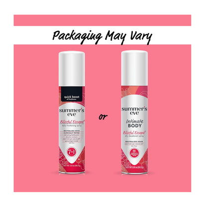 Summer's Eve Blissful Escape Daily Refreshing Feminine Body Deodorant Spray  Talc-Free  Vitamin E  56.7g