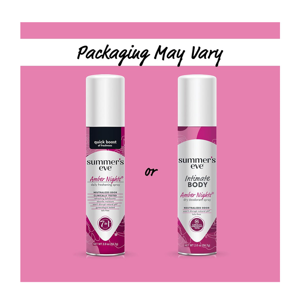 Summer's Eve Amber Nights Daily Refreshing Feminine Body Deodorant Spray  Talc-Free  Vitamin E  56.7g