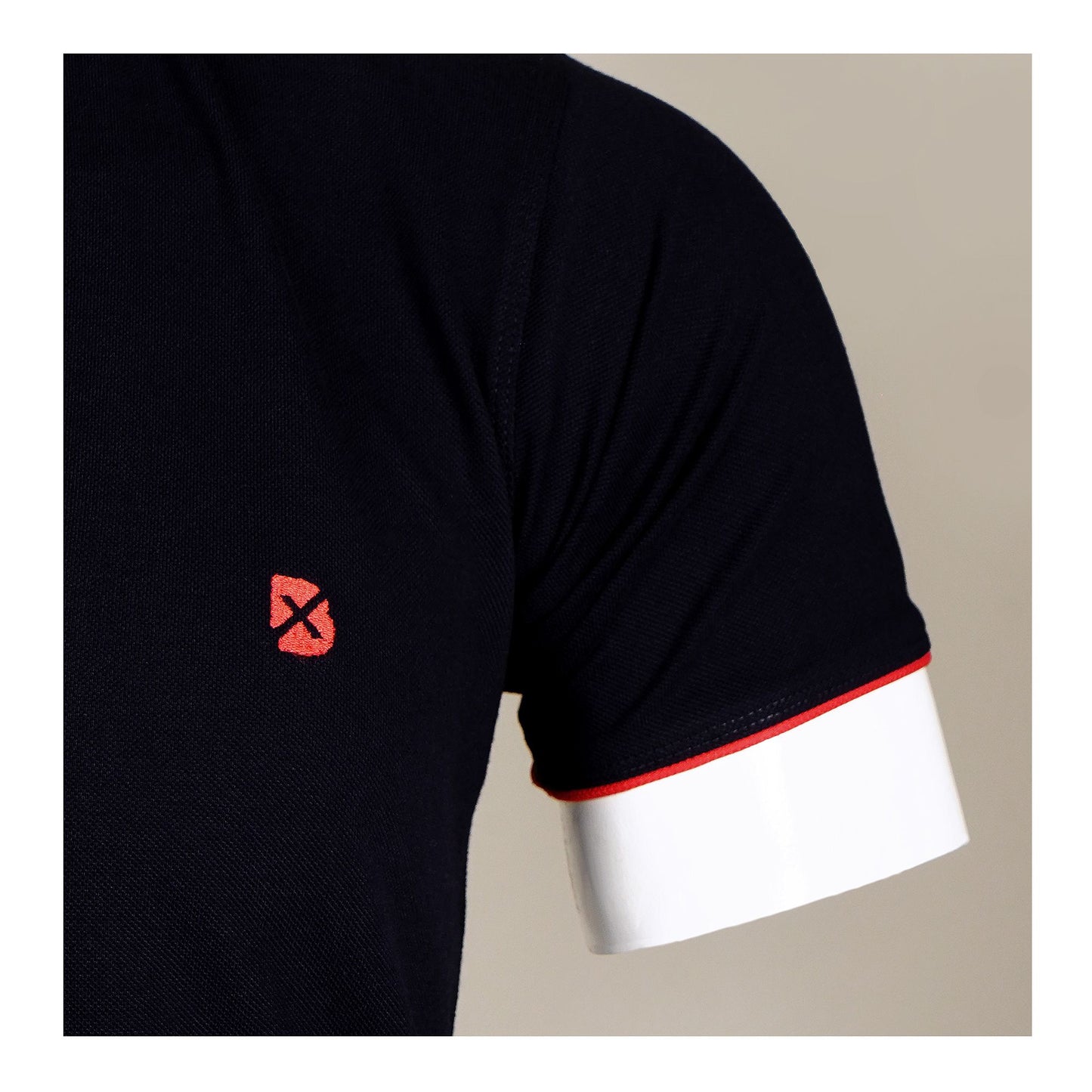 Basix Men's Band Mandarin Collar Embroidered Logo Polo Shirt, Mid Night Blue, MPS-106