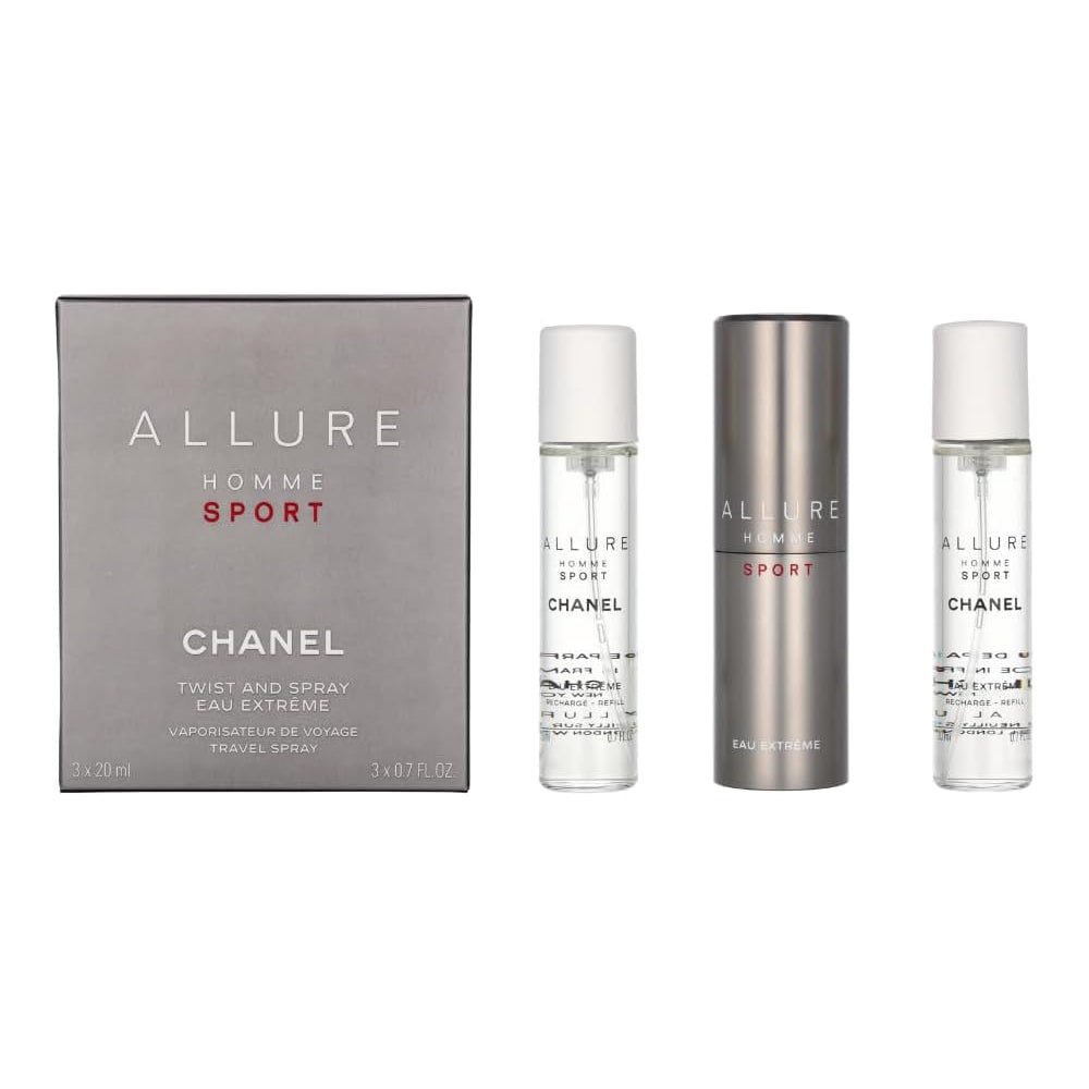 Chanel Allure Homme Sport Gift Set, For Men, 2 X Edt Spray Refill 20ml + 1 Edt Spray 20ml