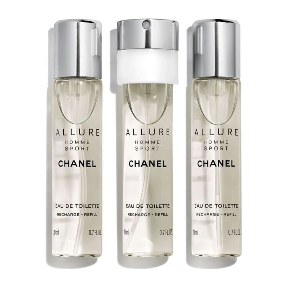 Chanel Allure Homme Sport Gift Set, For Men, 3 X Edt Travel + Spray Refill 20ml