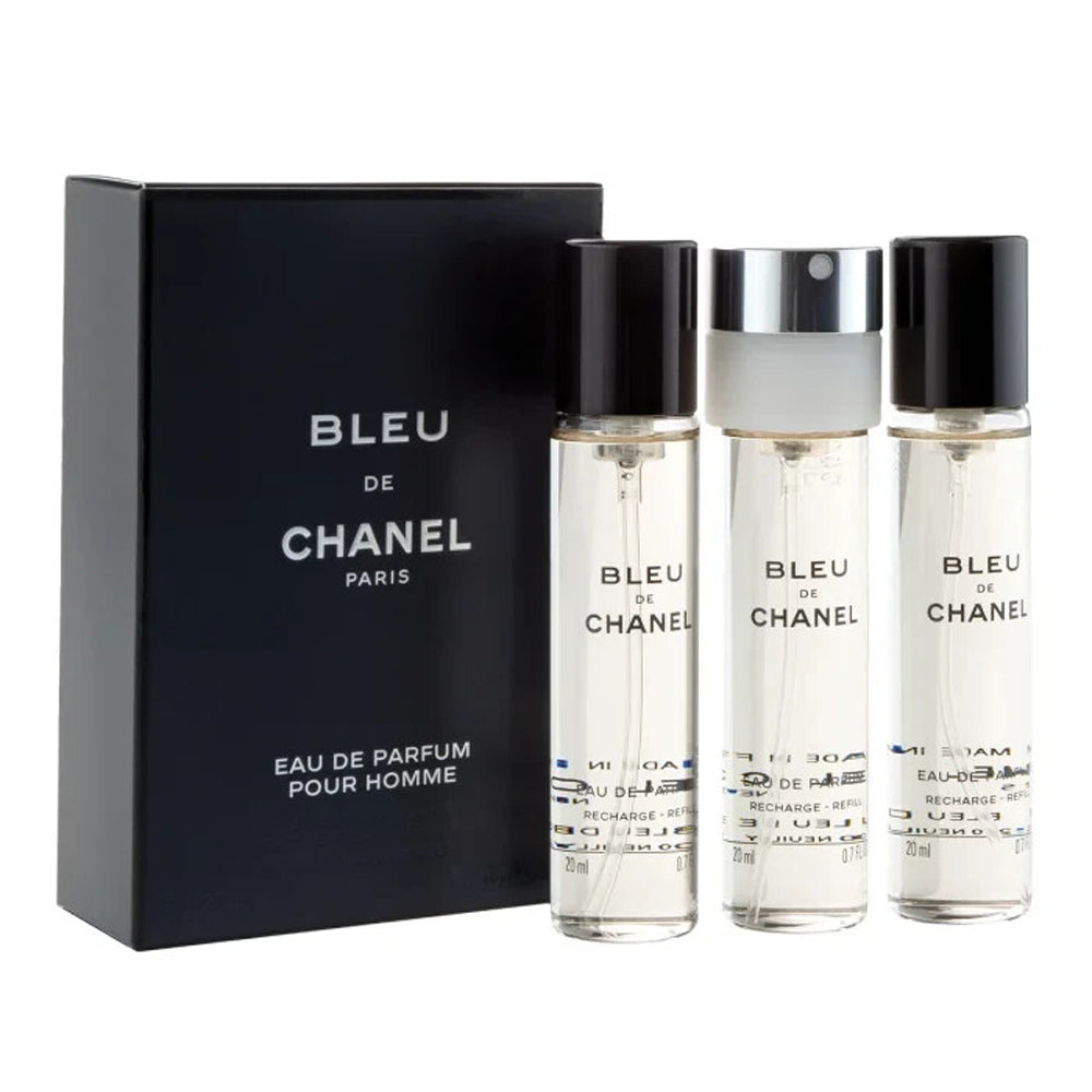 Chanel Bleu De Chanel Pour Homme Gift Set, For Men, 3 X Edp Spray 20ml Refill