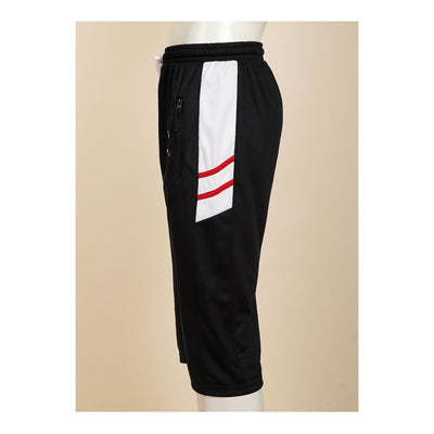 Basix Men's Zipper Pockets Mesh 3 Quarter, Black & White, M3Q-1010