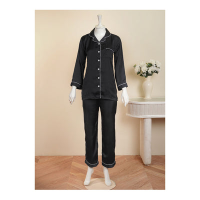 Basix Women's Silk Shirt & Trouser 2 Piece Suit, Charcoal, SW-132