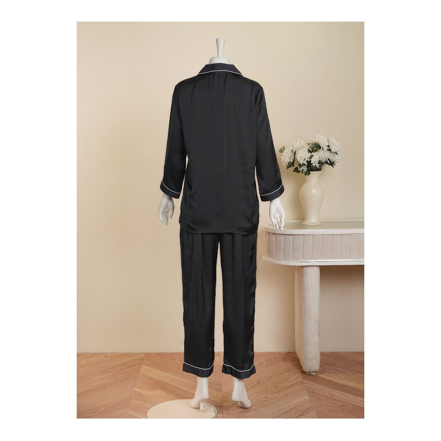 Basix Women's Silk Shirt &amp; Trouser 2 Piece Suit, Charcoal, SW-132