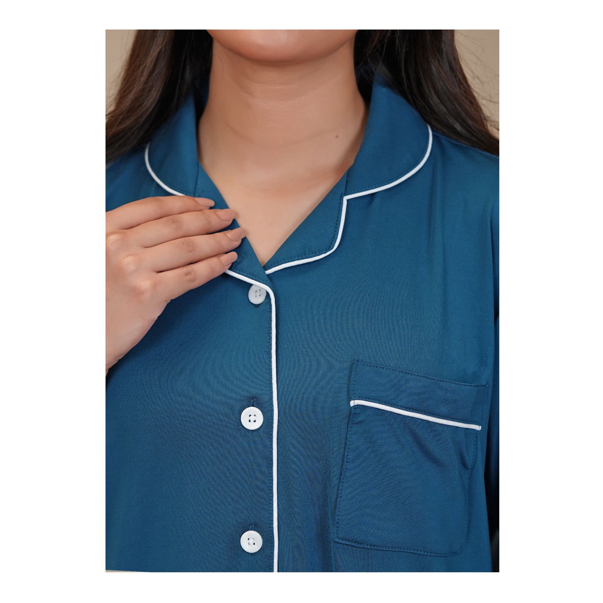 Basix Women's 4 Way Jersey Stretch Self Adjustment Fabric Loungewear, 2 Piece Set, Teal, LW-678