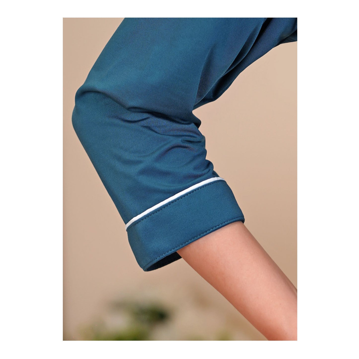 Basix Women's 4 Way Jersey Stretch Self Adjustment Fabric Loungewear, 2 Piece Set, Teal, LW-678