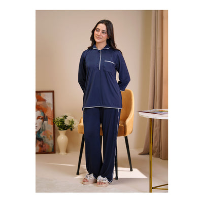 Basix Women's 4 Way Jersey Stretch Self Adjustment Fabric Western Co-Ords, Navy, CORD-128