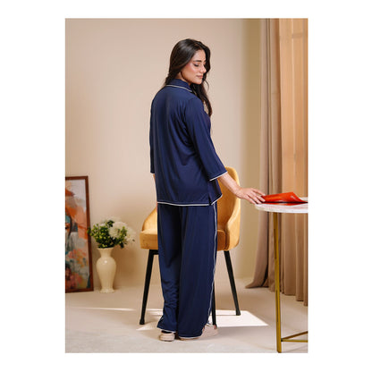 Basix Women's 4 Way Jersey Stretch Self Adjustment Fabric Western Co-Ords, Navy, CORD-128