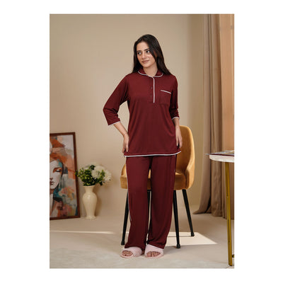 Basix Women's 4 Way Jersey Stretch Self Adjustment Fabric Western Co-Ords, Burgundy, CORD-129