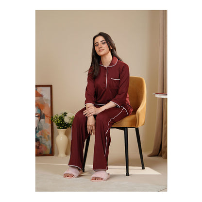 Basix Women's 4 Way Jersey Stretch Self Adjustment Fabric Western Co-Ords, Burgundy, CORD-129