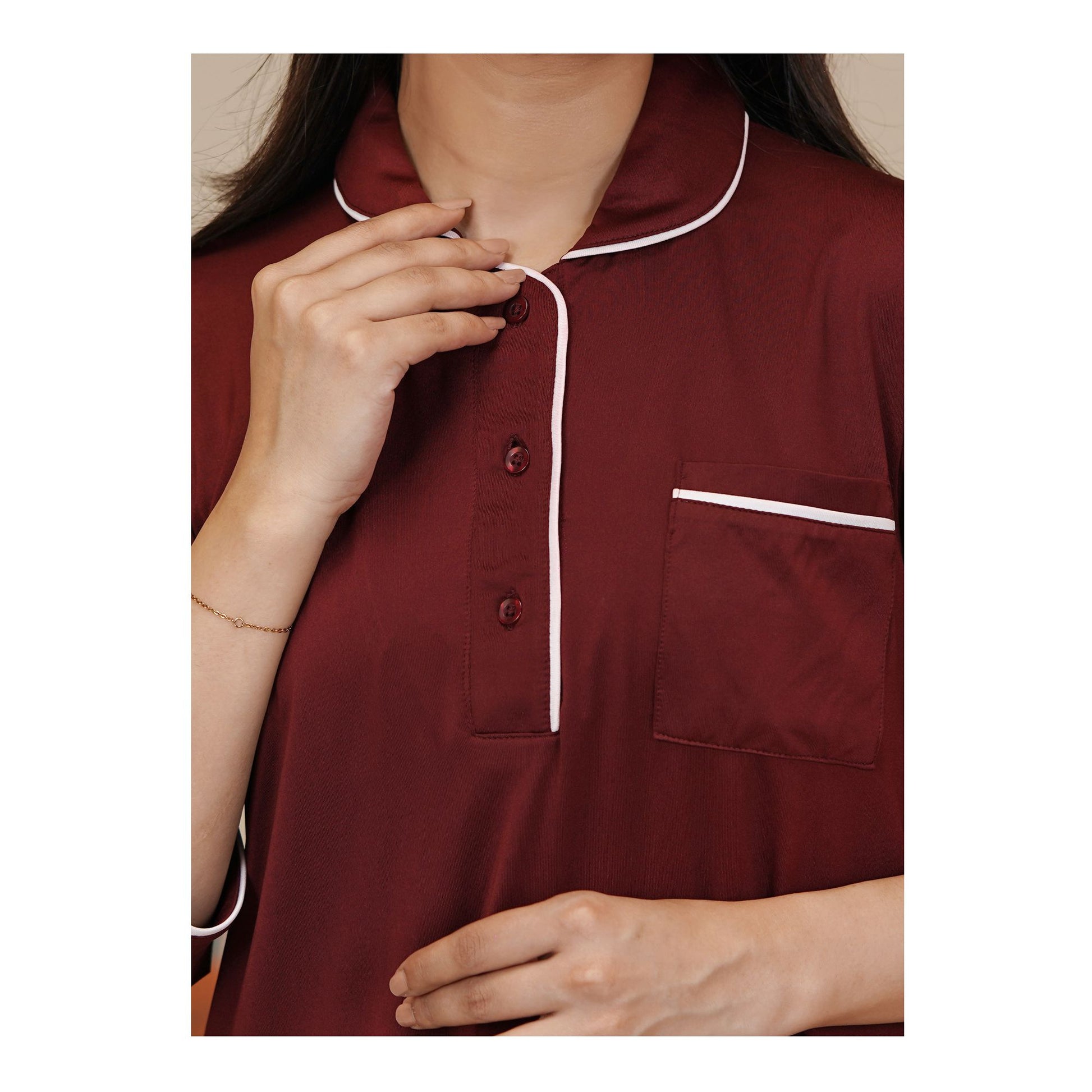 Basix Women's 4 Way Jersey Stretch Self Adjustment Fabric Western Co-Ords, Burgundy, CORD-129