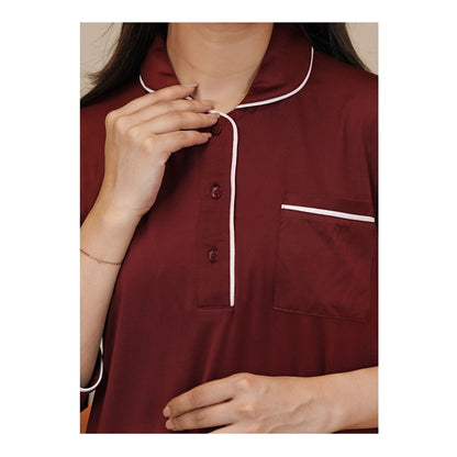Basix Women's 4 Way Jersey Stretch Self Adjustment Fabric Western Co-Ords, Burgundy, CORD-129
