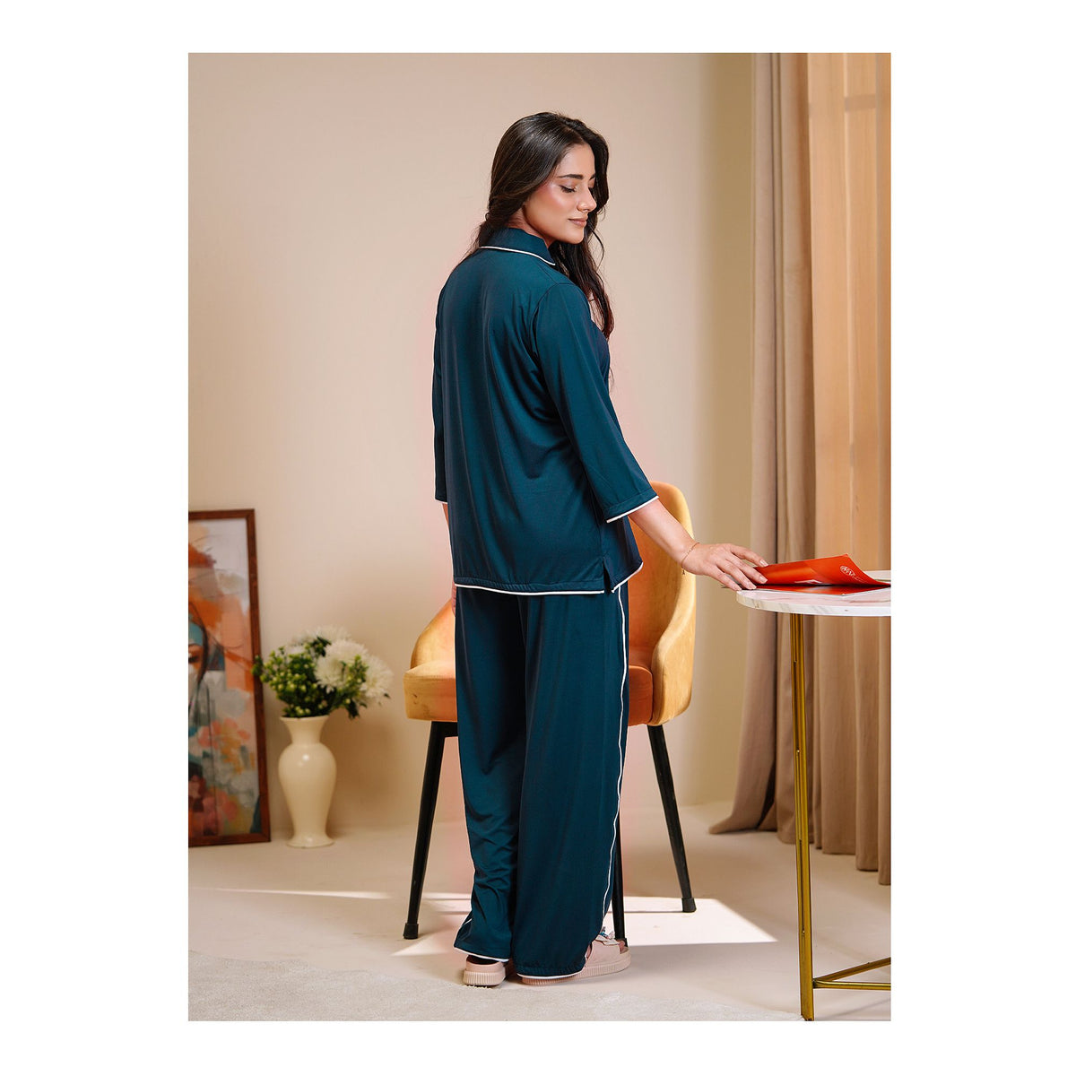 Basix Women's 4 Way Jersey Stretch Self Adjustment Fabric Western Co-Ords Teal CORD-130