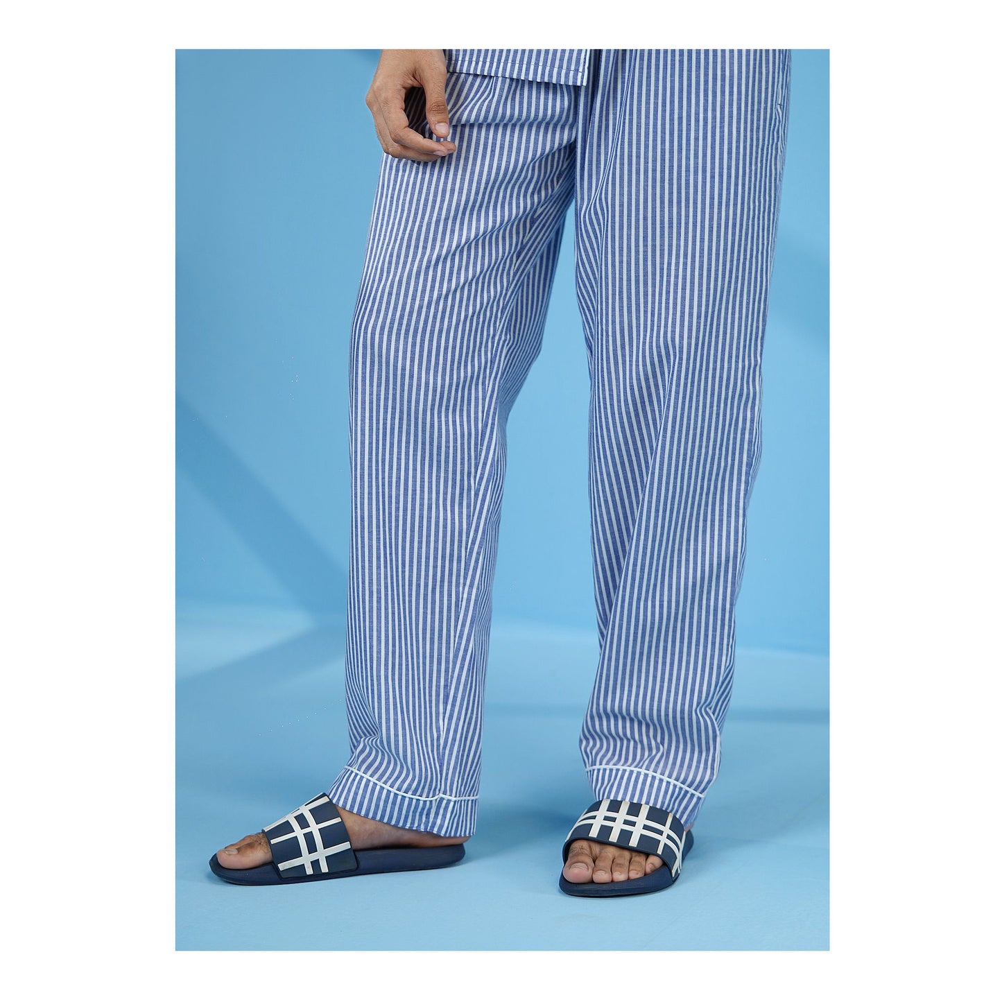 Basix Men's Stripes Short Sleeves Loungewear 2 Piece Set, Blue &amp; White LW-842