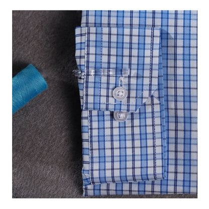 Basix Men's Casual Printed Check Shirt Light Blue CS-012