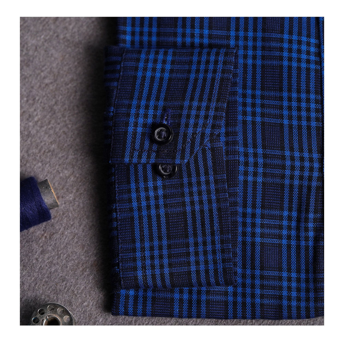 Basix Men's Casual Printed Check Shirt Dark Blue CS-013