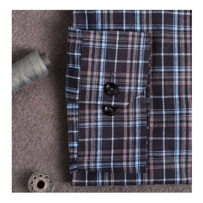 Basix Men's Casual Printed Check Shirt Dark Grey CS-03