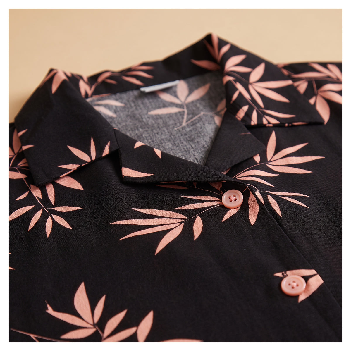 Basix Women's Co-Ord Set Black With & Tea Pink Flora Viscose CORD-131