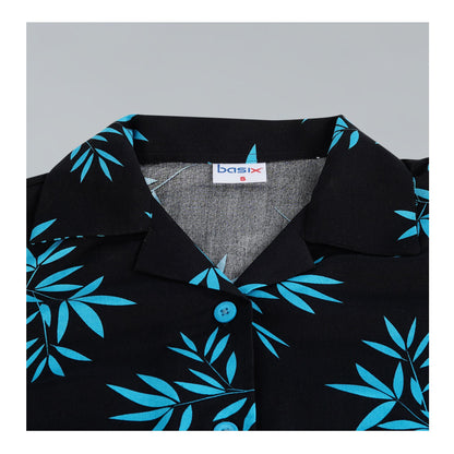 Basix Women's Flora Co-Ord Set Black With Light Blue Viscose CORD-133