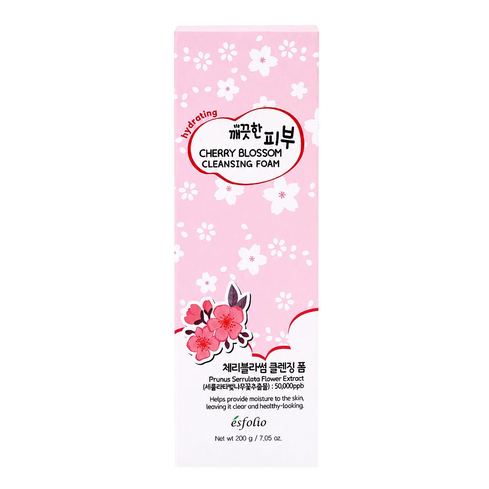 Esfolio Hydrating Cherry Blossom Cleansing Foam, Hyalurinic Acid, Glycerin, For Moisturized Skin, 200g
