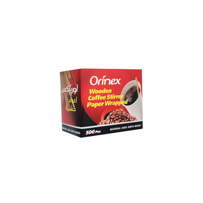 Orinex Wooden Coffee Stirrer Paper Wrapped, 500-Pack