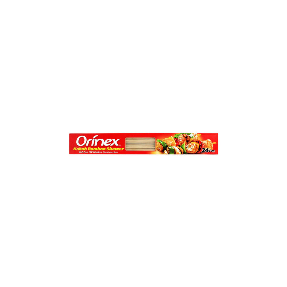 Orinex Kabab Bamboo Skewer, Flat, 35cm x 9mm, 3mm, 24-Pack