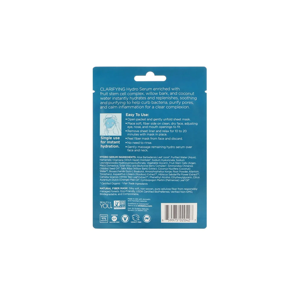 Andalou Naturals Instant Pure Pore Hydro Serum Facial Mask, 18ml