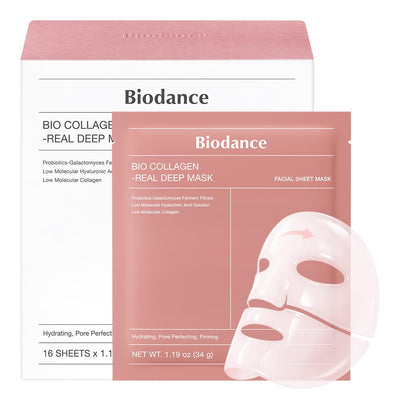 Biodance Bio Collagen Real Deep Facial Sheet Mask, Hyaluronic Acid, Niacinamide, For All Types Of Skin, 34g