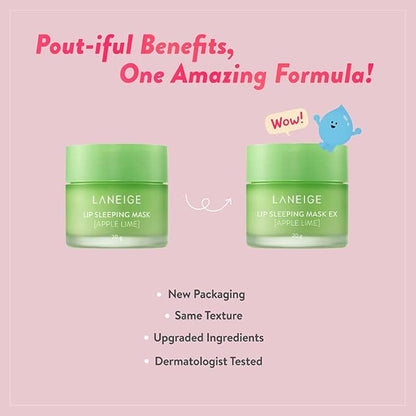 Laneige Apple Lime Lip Sleeping Mask, Coconut Oil, Shea Butter, For All Types Of Skin, 20g