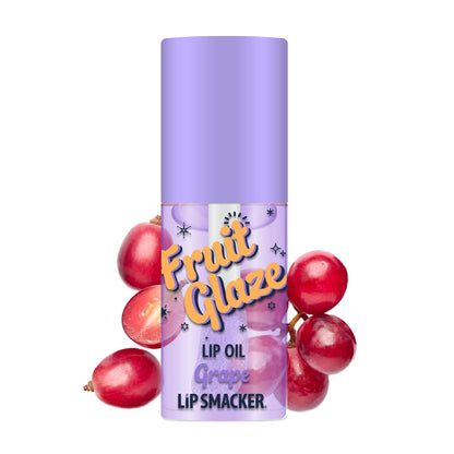 Lip Smacker Fruit Glaze Lip Oil, Ultra-Hydrating &amp; Moisturizing with High-Shine Finish, Grape, 6.35ml