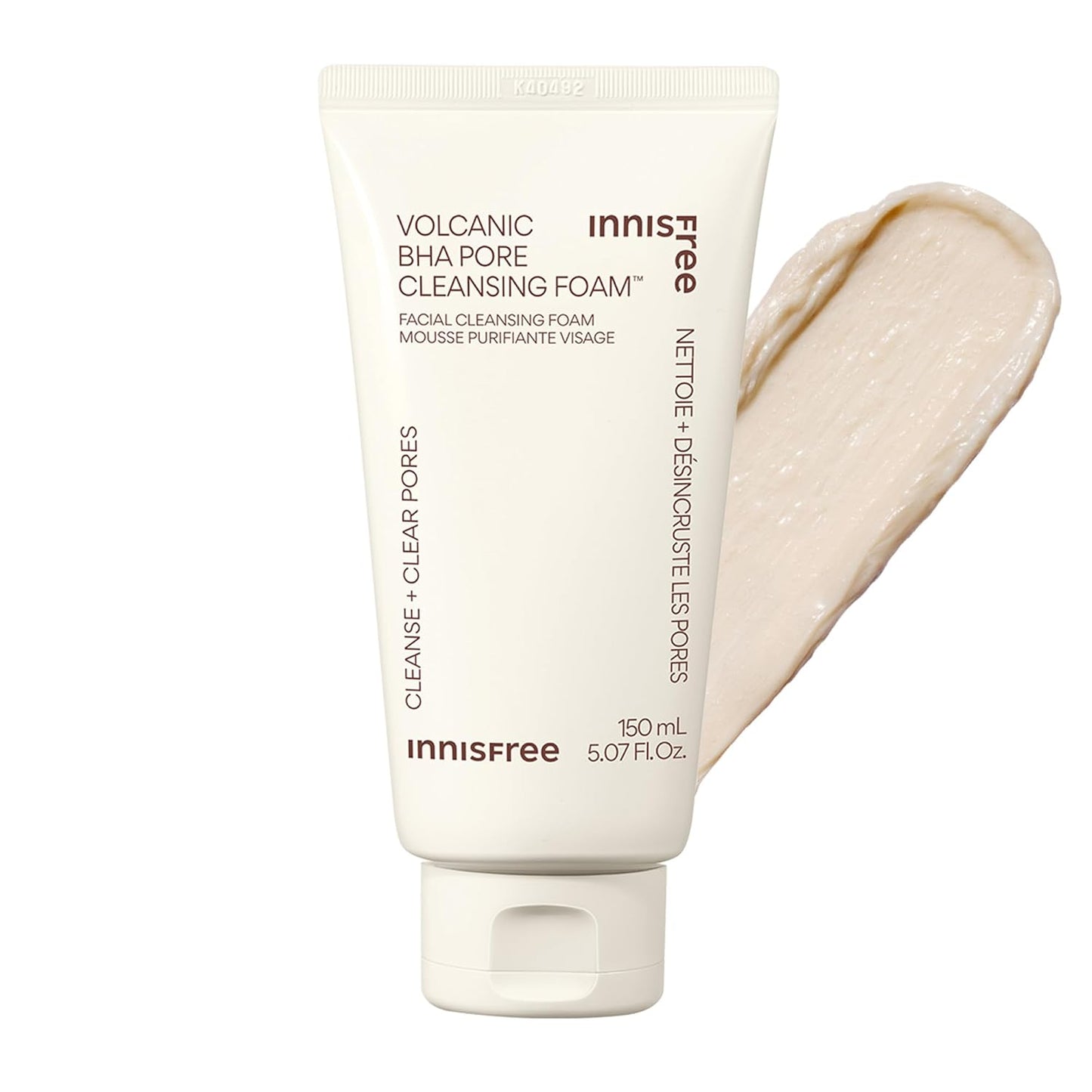 Innisfree Volcanic BHA Pore Cleansing Foam, Glycolid + Salicylic Acid, Paraben & Sulfates Free, For Combination & Oily, 150g