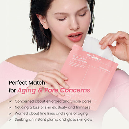 Biodance Bio Collagen Real Deep Facial Sheet Mask, Hyaluronic Acid, Niacinamide, For All Types Of Skin, 34g