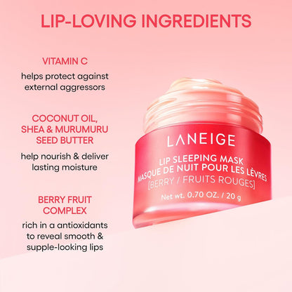Laneige Berry Lip Sleeping Mask, Shea Butter, Vitamin C, 20g