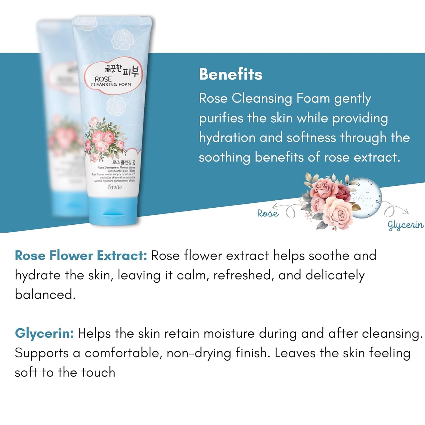 Esfolio Rose Cleansing Foam  150g