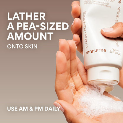 Innisfree Volcanic BHA Pore Cleansing Foam, Glycolid + Salicylic Acid, Paraben & Sulfates Free, For Combination & Oily, 150g