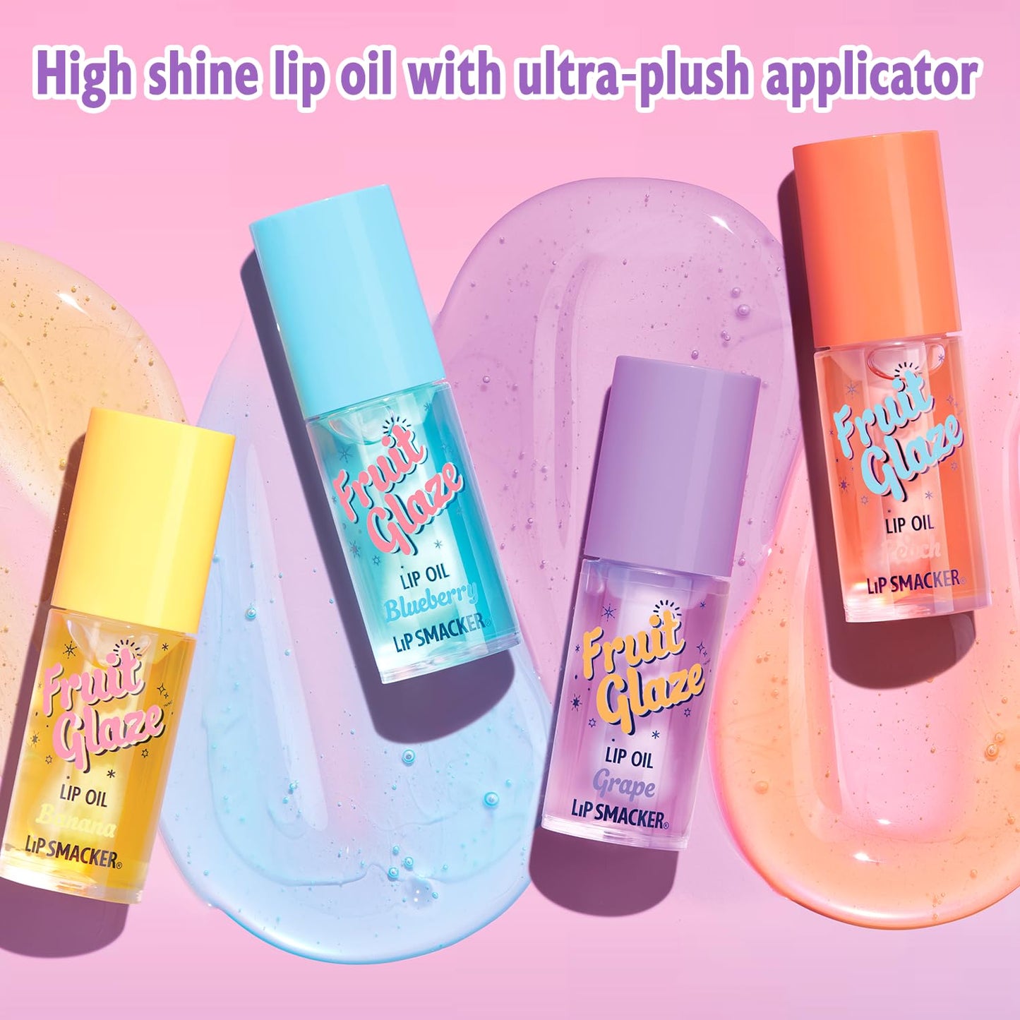 Lip Smacker Fruit Glaze Lip Oil, Ultra-Hydrating &amp; Moisturizing with High-Shine Finish, Grape, 6.35ml