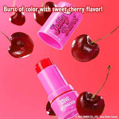 Lip Smacker Hello Kitty So Jelly Lip &amp; Cheek Tint, Moisturizing Sheer &amp; Buildable Color - Cherry, 7.6g