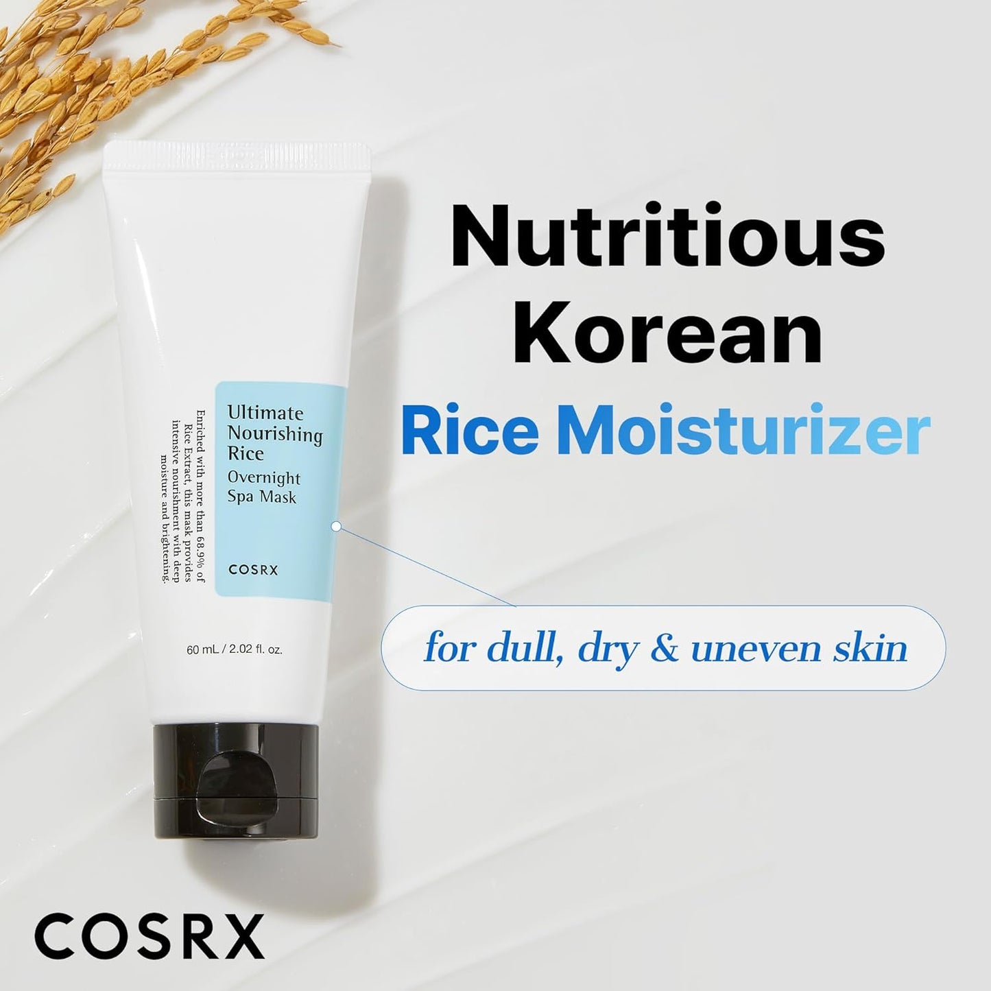 COSRX Ultimate Nourishing Rice Overnight Spa Mask, Paraben Free, Niacinamide, Rice Extract, For All Types Of Skin, 60ml
