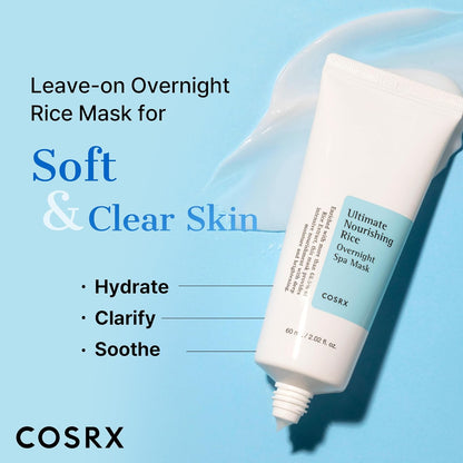 COSRX Ultimate Nourishing Rice Overnight Spa Mask, Paraben Free, Niacinamide, Rice Extract, For All Types Of Skin, 60ml