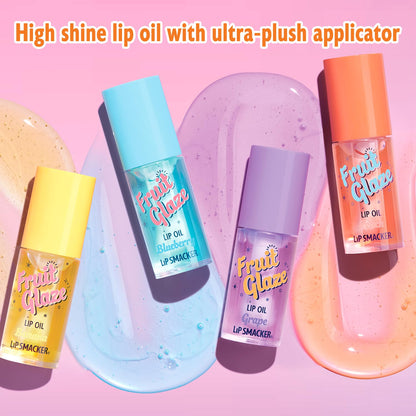 Lip Smacker Fruit Glaze Lip Oil, Ultra-Hydrating &amp; Moisturizing with High-Shine Finish - Peach, 6.35ml